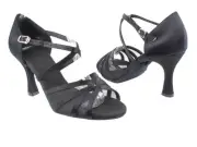 Black Satin & Mesh - Latin Salsa Very Fine Ballroom Dance Shoes SERA1605
