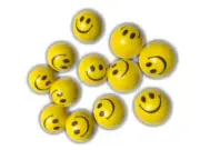 12 pcs Hand Stress Relief Squeeze Foam Ball Balls Smile Face Toy Yellow Party
