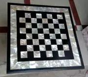 Black Marble Mother Of Pearl Chess Table Top, Marble Chess Top, Christmas Sale