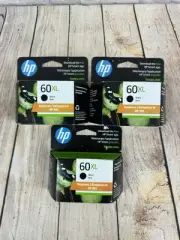 HP 60XL Printer Ink Cartridge - Black Exp: Jul 2025 - 3 Pack Brand New Sealed
