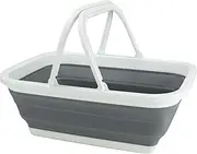 [Seymour's] Collapse-A Storage Basket 8L - White and Grey Foldable, Space-Saving Organising Solution for Home, Office, and Closet