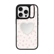 iPhone 16 Pro Mirror Ring Stand Case MagSafe Compatible Pearly Heart