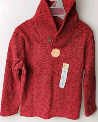NWT* JUMPING BEAN Kids 5 SHAWL SWEATER Red Fleece Pullover Shirt