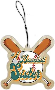 [Hat Shark] #1 Baseball Family - 3D Color Printed Engraved Wooden Rear View Mirror Car Charm Dangler (#1 Baseball Sister)