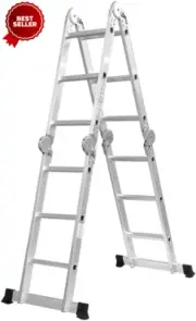 Multi Purpose Ladder Aluminium Folding Platform Extension12 Rungs 3.6M Silver