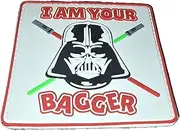[LETS GO CORNHOLE] Star Inspired Darth V Cornhole Funny Patch I am Your Bagger with Light Sword Sabers PVC Hook Backing Pull Moral Patches