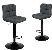 [ALFORDSON] Bar Stool 2Pcs Adjustable Kitchen Stools Ralph Swivel Home Bar Counter Barstools Fabric Dining Chair in 62-83cm Seat Height with Anti-Slip Floor Protector, Fabric Dark Grey