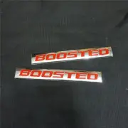2x Chrome BOOSTED Red Metal Emblem Sticker Badge Decal 3D Turbo Coupe Engine Car (for: Peugeot)