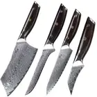 4Pcs TURWHO Cleaver Paring Utility Boning Knife Japanese VG10 Damascus Steel