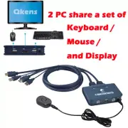 2 Port USB VGA DVI HDMI KVM Switch Converter Dual PC To 1 Monitor Keyboard Mouse