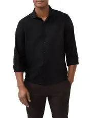 [Van Heusen] Nevertuck Linen Blend Shirt in Black