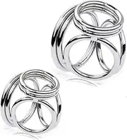 RTNPKLA BDSM Stainless Steel Double Cock Ring Chastity Bondage Sex Toys SM Penis Ring Men(6,S)