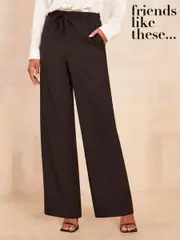 Friends Like These Black Wide Leg Elasticated Belted Trousers (AN6697) | $81