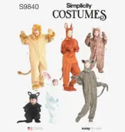 Simplicity 9840 Children's Animal Costume Sizes 3-8 Sewing Pattern *NEW*