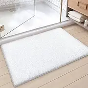 Color&Geometry White Bathroom Rugs- Absorbent, Non Slip, Soft, Washable, Quick Dry, 24"x36" Small White Rug White Bath Mats for Bathroom, Microfiber Shower Mat Bath Rug Bathroom Carpet