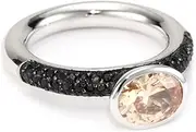 [Giorgio Martello] Stackable Ring in Sterling Silver with Rhodium and Champagne Pave and Champagne Cubic Zirconium Ring