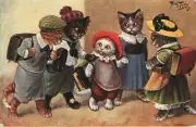 Cats Going to School : Arthur Thiel : 1900 : Archival Quality Art Print to Frame
