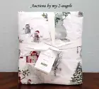 NEW Pottery Barn SNOWMAN Organic Cotton Percale Queen Sheet Set Christmas Winter