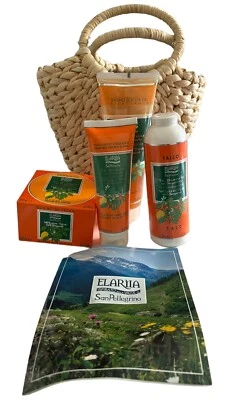 Elaria Perlier White Tea Bergamot Set Talc Shower Gel Hand Body Cream Basket