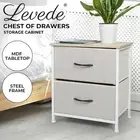 Levede Chest of 2 Drawers Bedside Table Storage Cabinet Tower Dresser Beige
