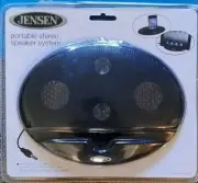 Jensen SMPS-125 Portable Stereo Speaker - Phone/Tablet Stand - Aux Input-New