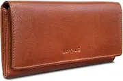 [ROYALZ] Lucia' Vintage Leather Women's Purse Large RFID Protection - Wallet with Zip Many Compartments 11 Card Slots Wallet Landscape Format