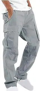 [Ctreela] Mens Stylish Drawstring Cargo Jogger Pants Outdoor Fashion Athletic Joggers Pants Casual Straight Leg Track Pants