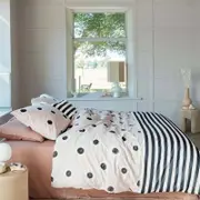 VTWonen Queen Natural Stripe and Eye Natural Cotton Quilt Cover Set
