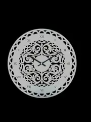 Ornate Silver Wall Clock With Roman Numerals - Wall Art Clock - Large 37.5cm size