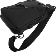 [JEWEDECO] Usb Male Sling Bag Sturdy and Waterproof Crossbody Bag for Men's Travel