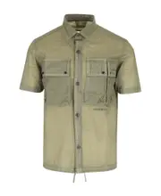 Light Microweave Laminated multi-pockets shirt S,M Nude