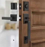 Gaurqiah Handle Set Heavy Duty Front Door Entry Handle & Deadbolt Lock Set matte