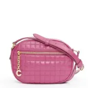CELINE Hedi Slimane 2019 C Charm pink quilted small crossbody camera bag