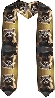 [SKKNT] Cute Raccoon Print Graduation Shawl Stole For Academic Commencements Honor Sash Congratulations Gift