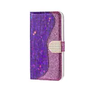 For Iphone 11 Laser Glitter Powder Crocodile Texture Horizontal Flip Leather Case With Holder and Card Slots and Wallet(Purple)