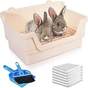 BNOSDM Large Rabbit Litter Box Deep Rabbit Toilet Bunny Potty Training Litter Box with Tray Corner (White)