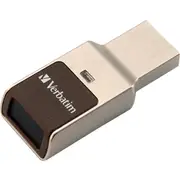 Verbatim Fingerprint Secure 64 GB USB 3.0 Type A Flash Drive - Silver - 256-bit AES - 80 MB/s Read Speed - 70 MB/s Write Speed