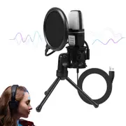USB Condenser Microphone RGB Gaming Microphone with Tripod Stand