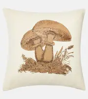 [Jonathan Adler] Jonathan Adler Botanist Mushrooms Large linen cushion One Size white