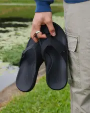 [Reef] Reef Men's Flex Flip Flops Slippers in Black/Silver Size 6 6 Black/Silver