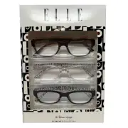 Elle 3 PACK Gift Box Womens Reading Glasses in Tortoise,Crystal Pink,Black +2.00