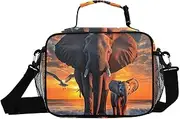 Elephant Sunset Seagull Insulated Lunch Box for Women Men - Ideal for Work, Picnics - Includes Adjustable Shoulder Strap