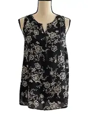 Pink Rose Womens Sheer Sleeveless Blouse Floral Button Detail Size Medium