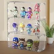Acrylic Display Case, 3 Tier Display Case for Funko Pop Figure, Wall Mounted or Desktop Dustproof Figurine Display Cabinet Box for Collectibles Pop Lego Figurine Mini Toys