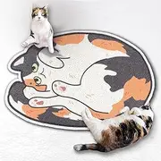 Lukamoo® Cute Cat Litter Mat (32’’X24’’), Extra-Large/XL, for Kitty Litter & Cute Cat Litter Box, Cat Accessories for Indoor Cats, Litter Trapping Mat (Calico)