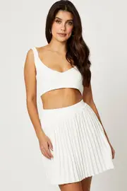 Ally Fashion White Knit Skirt Bralette Set - Size 6, Women's Trial Skirt