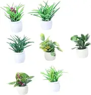 7 Pcs Faux Plants Centerpiece Table Decorations Miniature Flower Artificial Succulents Miniature Potted Plants Mini Potted Figurines Resin Lanscape Decor Dining Table Green Plants