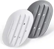 Bathroom Soap Dishes Dish Holder Stand Saver Tray Case for Shower-Silicone Rubber Drainer Dishes for Bar Soap Sponge Scrubber Bathroom Kitchen Sink-Dishwasher Safe-Drains WaterExtends Soap LifeGray