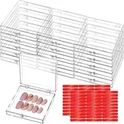 CloudTrip 15 Pcs Large (8 x 8cm) Press On Nail Packaging Storage Box and 60pcs Adhesive Tabs - Acrylic Organizer Case for Artificial Nail Business Supplies (Clear 15 Pack)