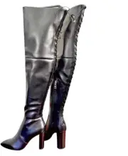 Kurt Geiger Carvela Over The Knee Back Black Faux Leather Heeled Boots 6.5